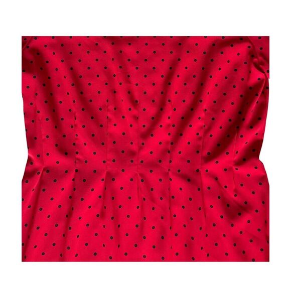 Ms Chaus Womens Dress Long Sleeve Red & Black Polka Dot Size 12 Vintage Holiday - Picture 6 of 11